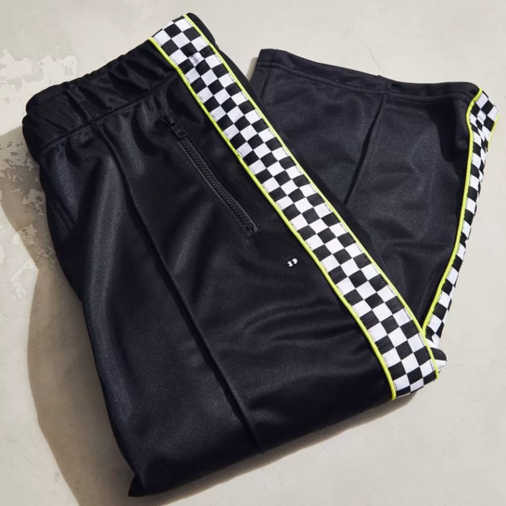 LAZY OAF | Black Track Pant with Checkered Detail (XS)